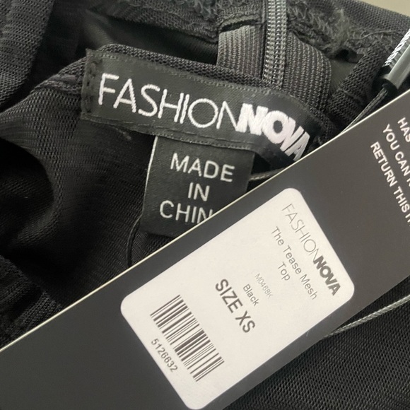 Fashion Nova Chic Black Top with Sheer Sleeves - Picture 3 of 4